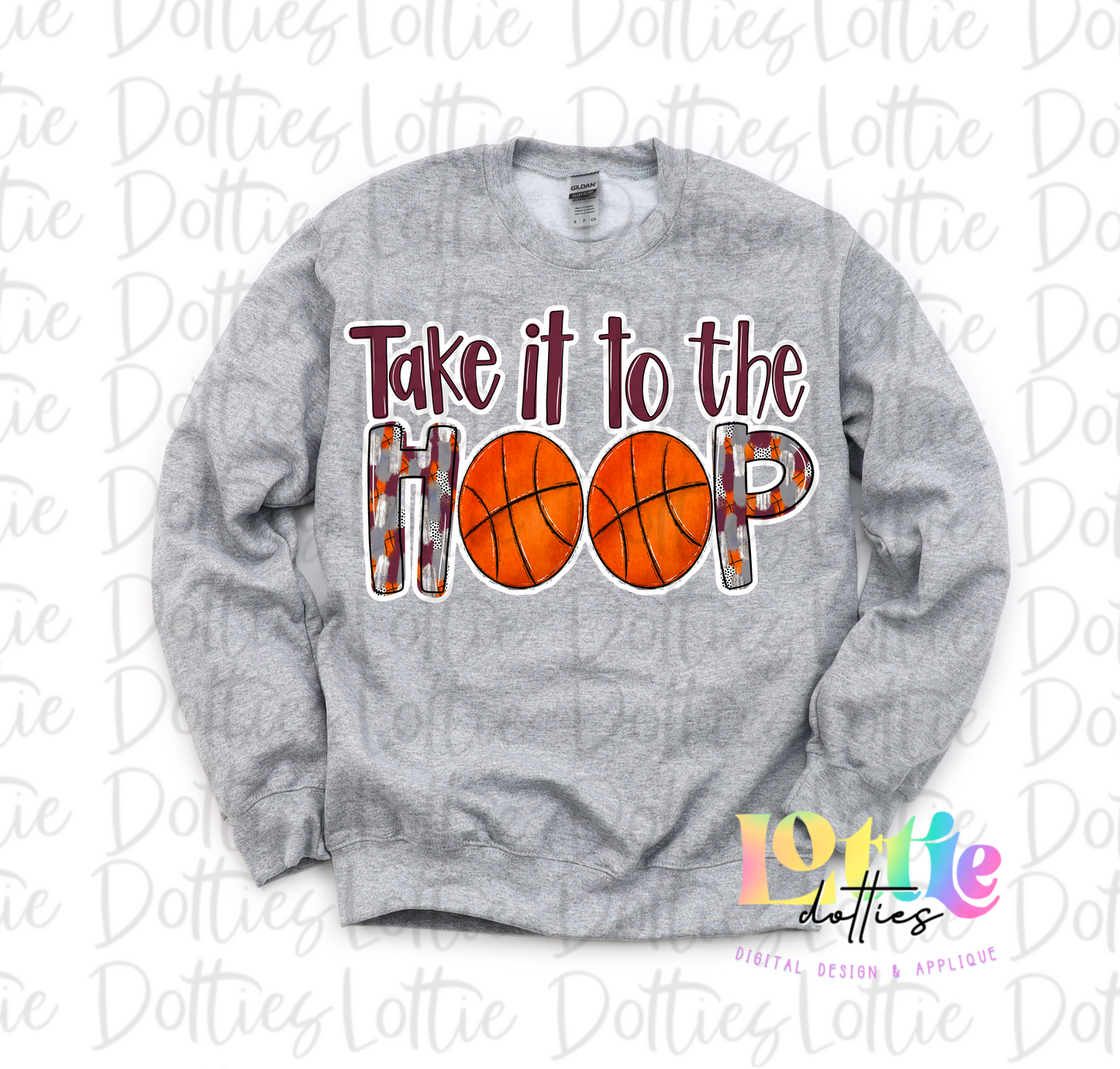 Take it to the Hoop Maroon & Gray Png - Basketball Design - Instant Download - Digital Download