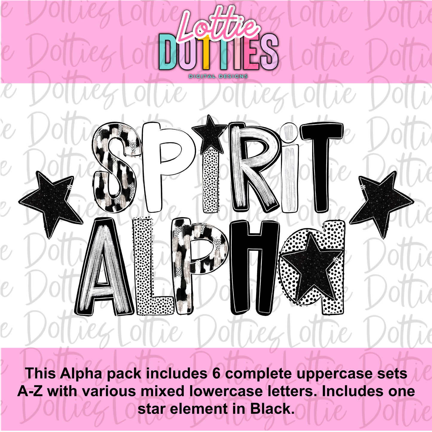 Black and White Spirit Alpha | Black & White | Hand Lettered Alphabet | Alpha Pack | Alphabet Clipart | Instant Download
