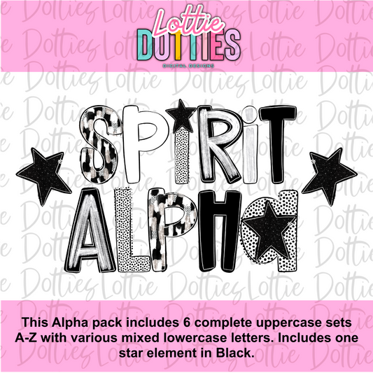 Black and White Spirit Alpha | Black & White | Hand Lettered Alphabet | Alpha Pack | Alphabet Clipart | Instant Download