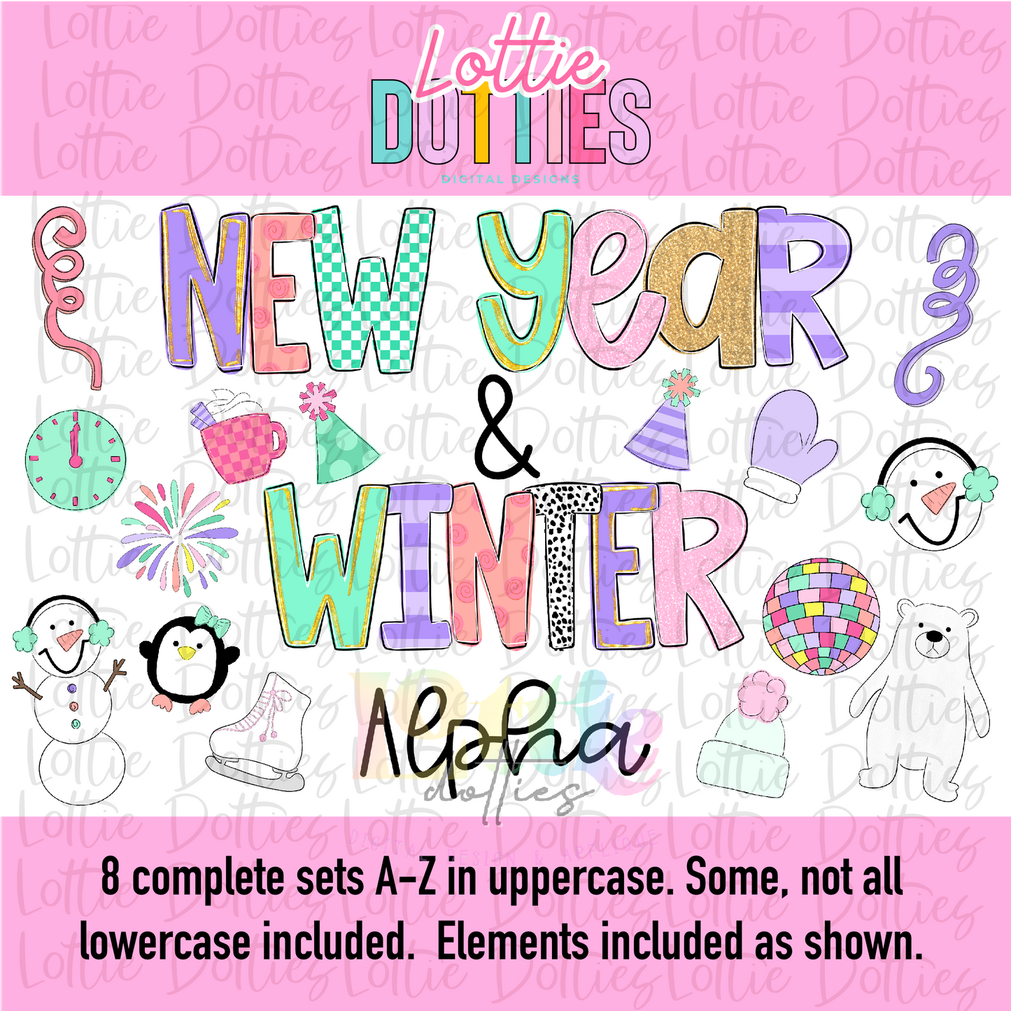 New Year & Winter Alpha - Alphabet - Alpha Pack - Alphabet Clipart - Instant Download  - Alpha Packs