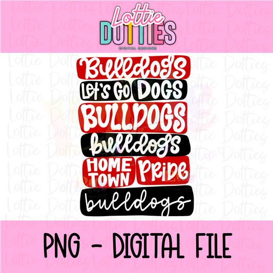 Bulldogs Red & Black PNG - Bulldogs Sublimation - Digital Download