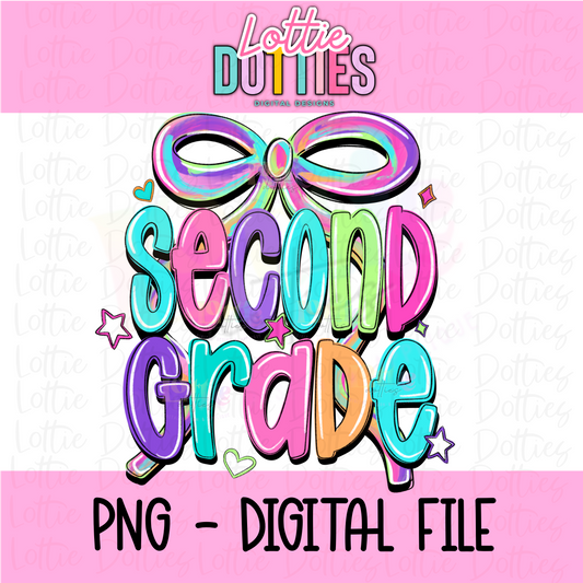 Second Grade Bow PNG - Back To School - Sublimation - Digital Download