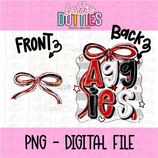 Aggies PNG | Red, White and Black bow design | Digital Download |