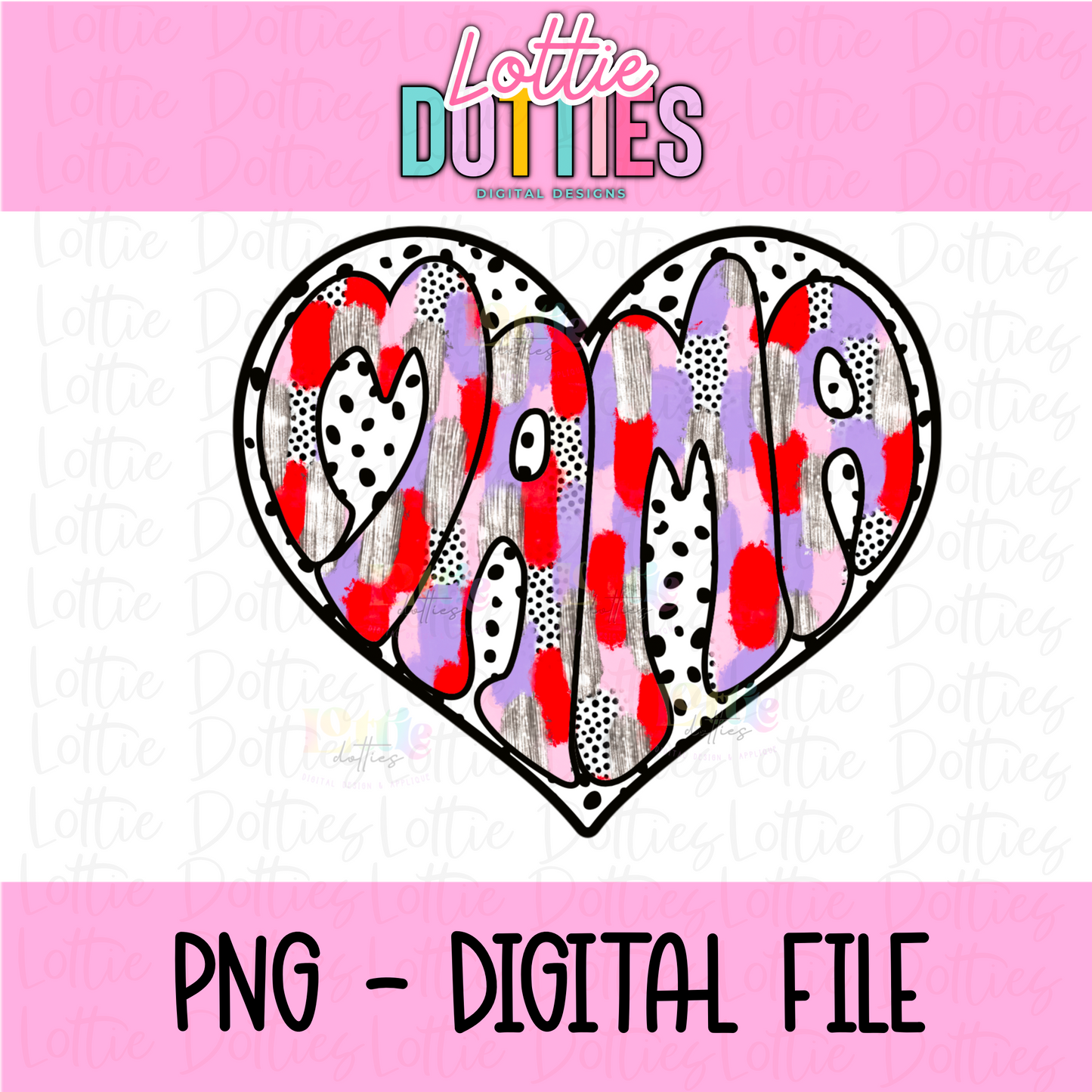 Mama Heart Dots Poppy PNG - Mama Heart Dots - Valentine's Day Sublimation - Valentines Design