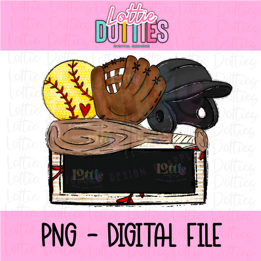 Softball Name Plate - Black - PNG - Design Sublimation - Digital Download