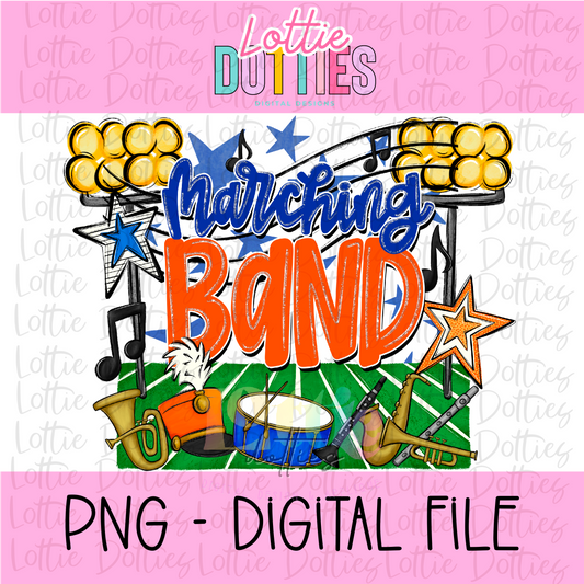 Marching Band PNG - Orange and Royal Marching Band design - Digital Download