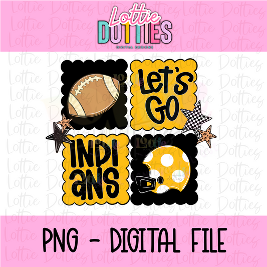 Let’s Go Indians Png | Indians design | Digital Download | Black and Gold