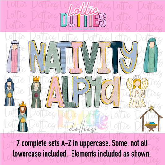 Nativity Alpha Pack - Christmas Alpha - Alphabet Clipart - Instant Download