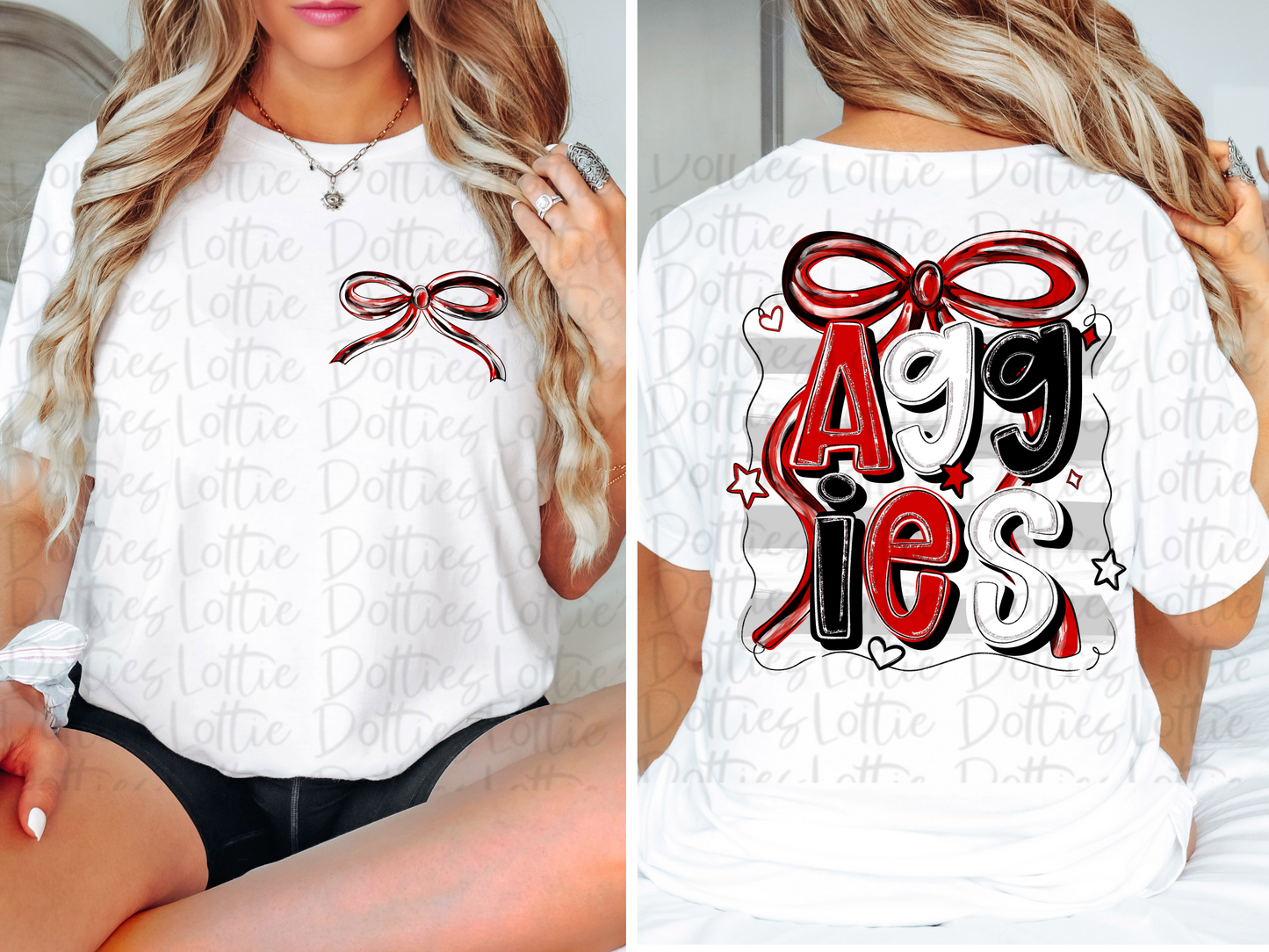 Aggies PNG | Red, White and Black bow design | Digital Download |