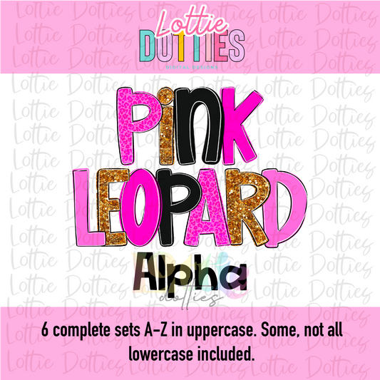 Pink Leopard Poppy Alpha - Pink Poppy Alphabet - Alpha Pack - Alphabet Clipart - Instant Download  - Alpha Packs