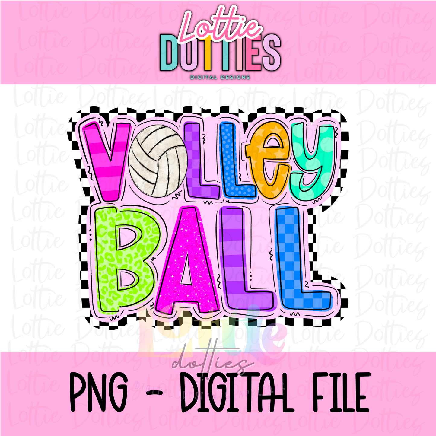 Volleyball PNG - Volleyball sublimation design - Digital Download - Bright Colors