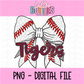 Tigers PNG - Tigers Baseball bow Maroon design - Digital Download