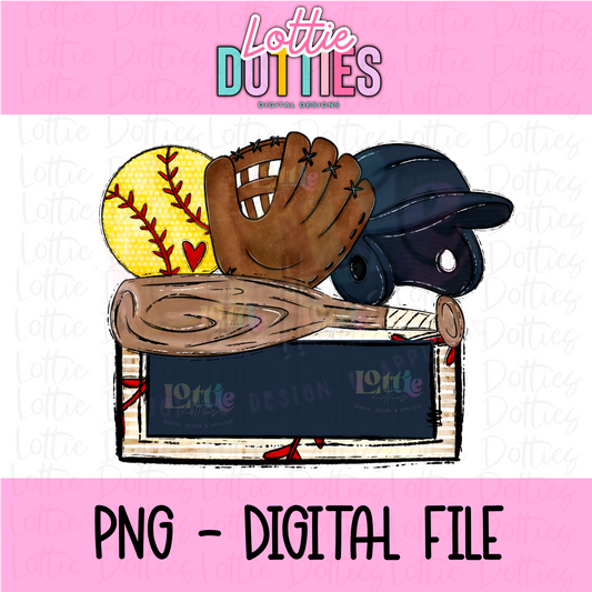 Softball Name Plate - Navy - PNG - Design Sublimation - Digital Download