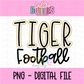 Tiger Football Png - Tigers Sublimation Design - Digital Download - Black and Gold