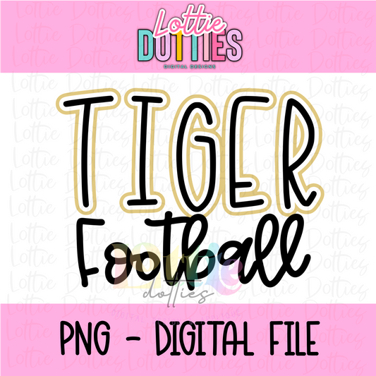 Tiger Football Png - Tigers Sublimation Design - Digital Download - Black and Gold