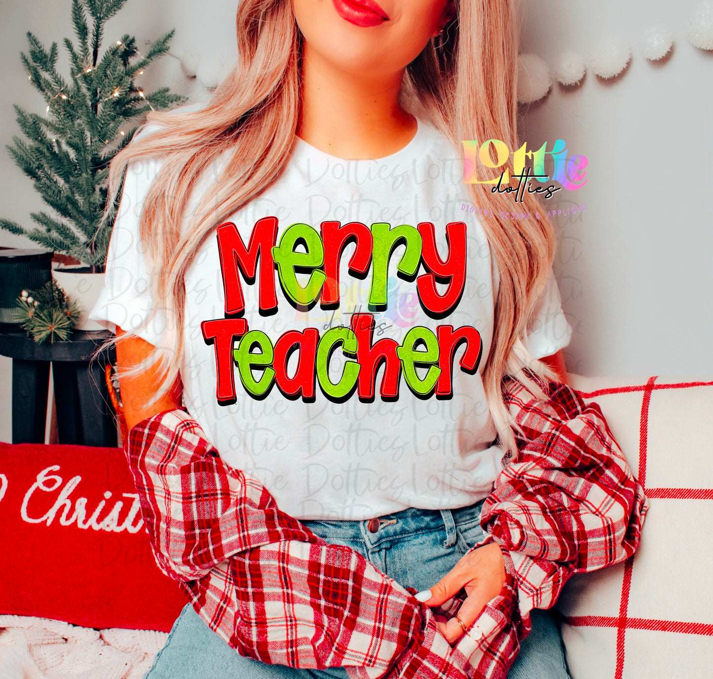 Merry Teacher Png - Christmas Sublimation Design- Digital Download