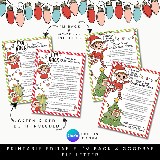 Elf Letter Bundle Printable Set, Hello & Goodbye Elf Poems, Rhyming Elf Notes for Kids, Arrival + Farewell Elf Letters, Holiday Elf Tradition