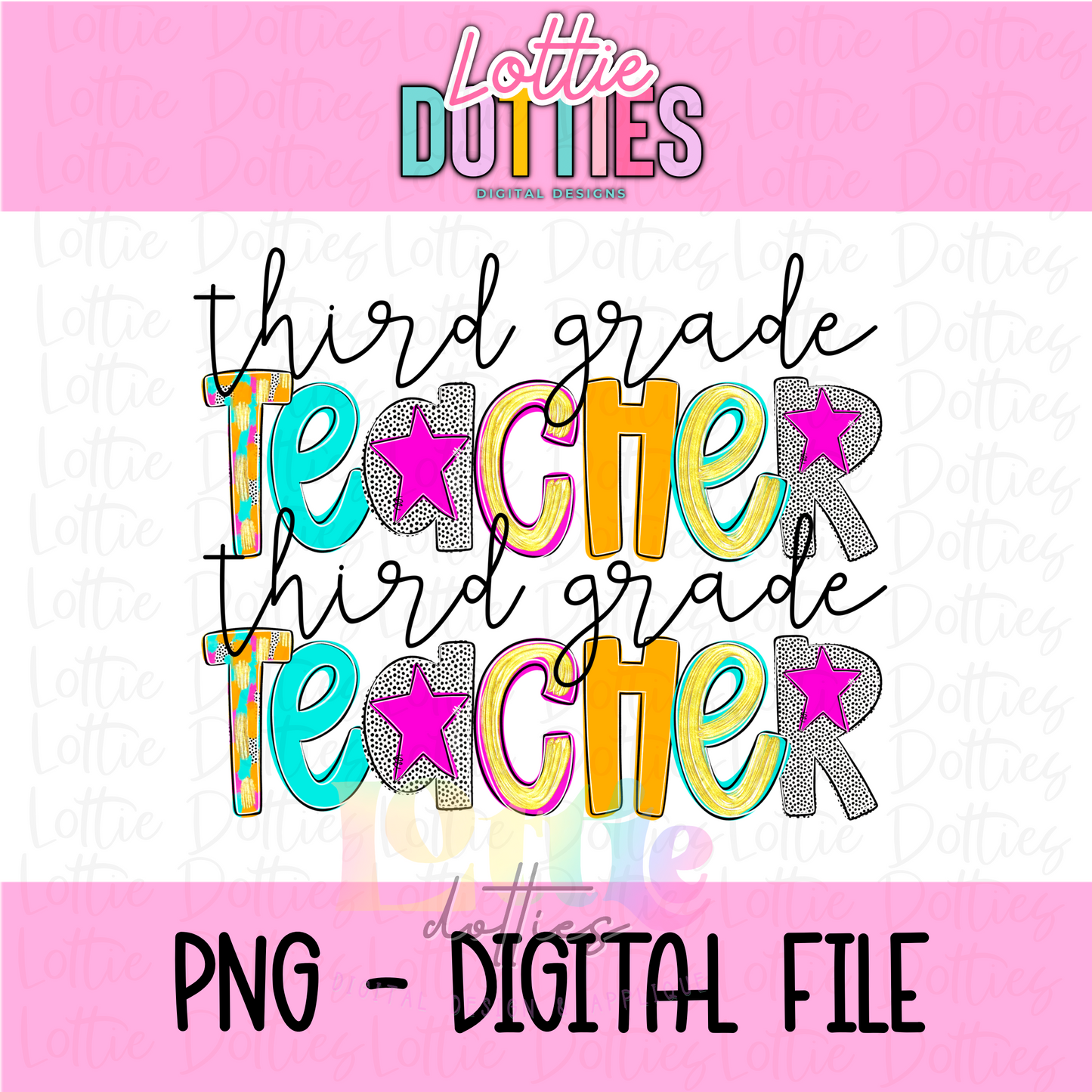 Third Grade Teacher PNG - Poppy Teacher Designs - Digital Download