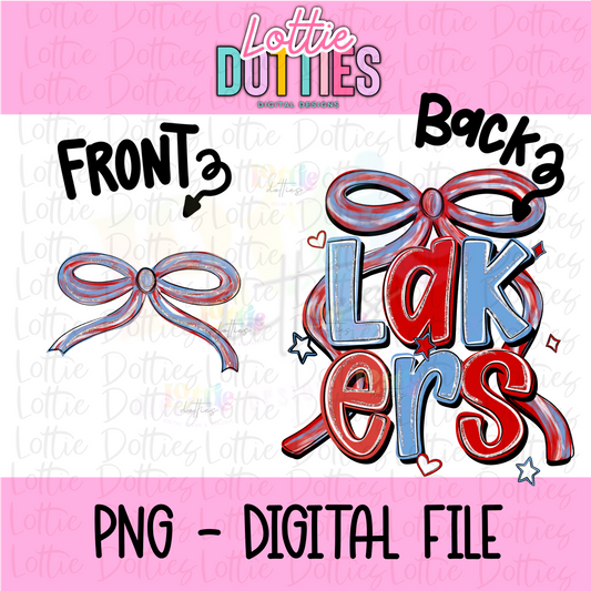 Lakers PNG - Lakers Columbia Blue and Red bow design - Digital Download - coquette mascot