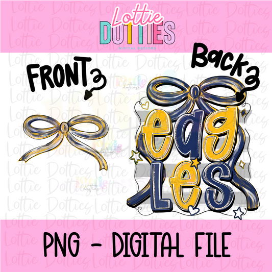 Eagles PNG - Eagles Navy and Gold bow design - Digital Download - coquette design