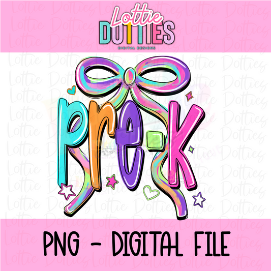 Pre-K Bow PNG - Back To School - Sublimation - Digital Download