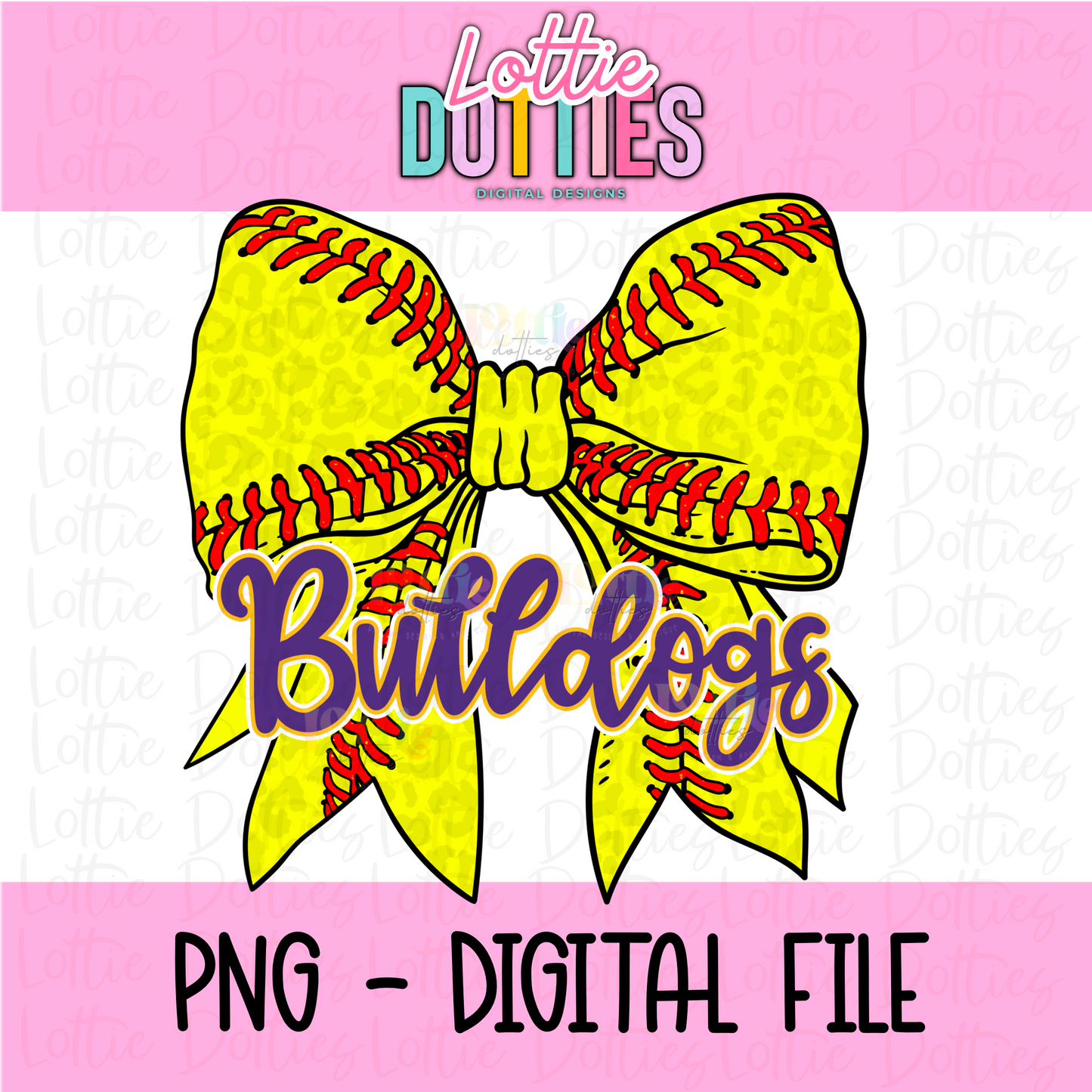 Bulldogs Purple and Gold PNG - Bulldogs Softball Purple bow design - Digital Download