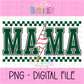 Mama Baseball Lightning Bolt- Dark Green - PNG - Design Sublimation - Digital Download