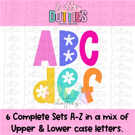 Lottie Bea Colorful Alpha  - Alpha Pack - Alphabet Clipart - Alphabet