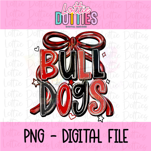 Bulldogs PNG - Bulldogs Red and Black bow design - Digital Download