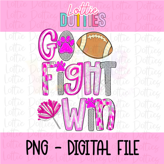 Go Fight Win PNG - Go Fight Win Pink sublimation design - Digital Download