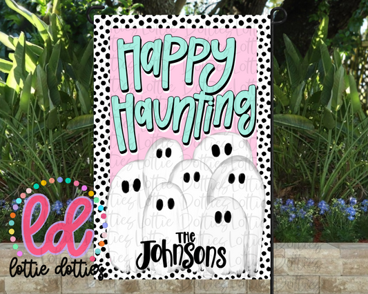 Happy Haunting Flag PNG - Spooky Ghost Flag Template sublimation design - Digital Download