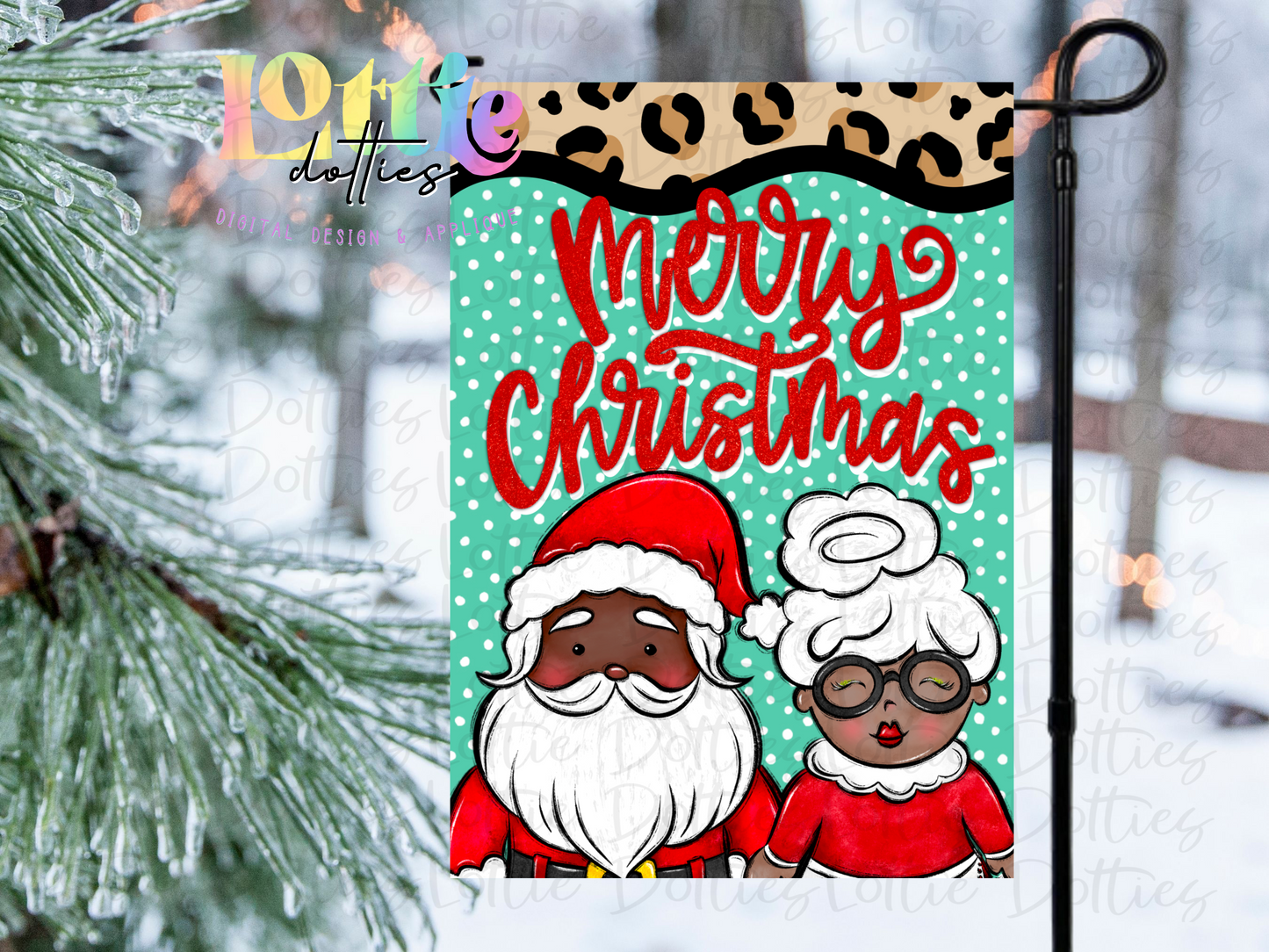 Merry Christmas Flag Png -  Mr. and Mrs. Claus - Christmas Sublimation Design- Digital Download