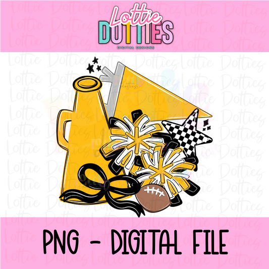Gold and Black Spirit Stack PNG - Instant Download - Digital Download - cheer Design