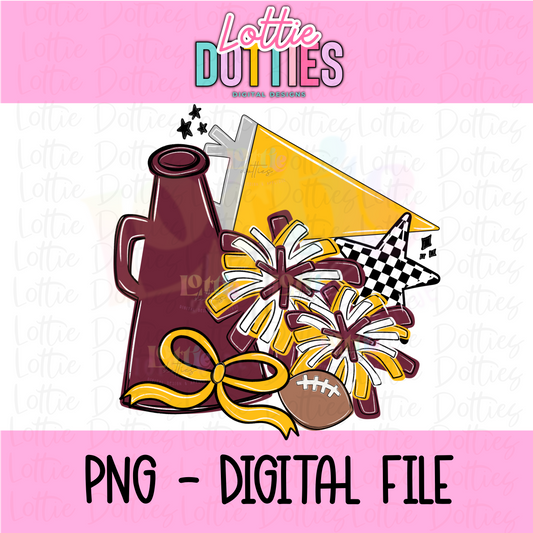 Maroon and Gold Spirit Stack PNG - Instant Download - Digital Download - cheer Design