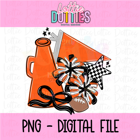 Black and Orange Spirit Stack PNG - Instant Download - Digital Download - cheer Design