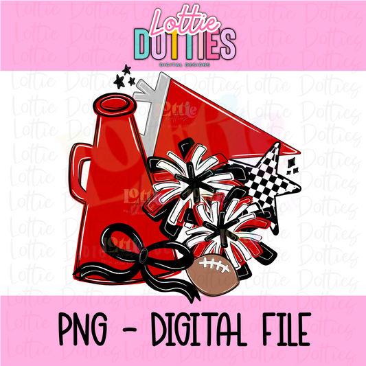 Red and Black Spirit Stack PNG - Instant Download - Digital Download - cheer Design