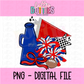 Red and Royal Spirit Stack PNG - Instant Download - Digital Download - cheer Design