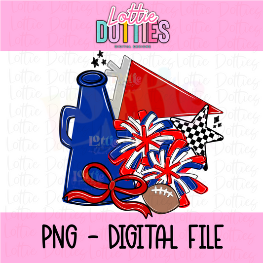 Red and Royal Spirit Stack PNG - Instant Download - Digital Download - cheer Design