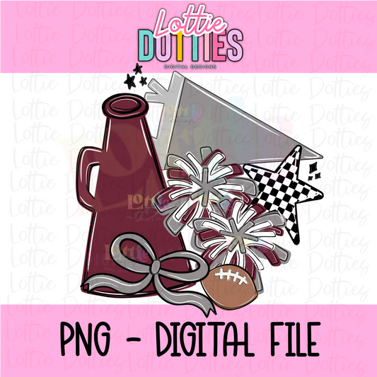 Maroon and Gray Spirit Stack PNG - Instant Download - Digital Download - cheer Design