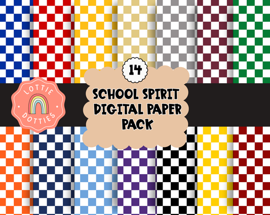 School Spirit Checkered Digital Paper PNG - Digital Paper Sublimation - Digital Download
