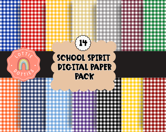School Spirit Gingham Digital Paper PNG - Digital Paper Sublimation - Digital Download