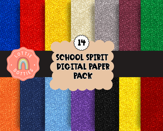 School Spirit Glitter Digital Paper PNG - Digital Paper Sublimation - Digital Download