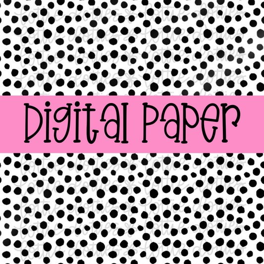 Black and White Polka Dot Digital Paper PNG - Dottie Digital Paper Sublimation - Digital Download