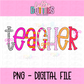 Teacher Bow PNG - Back To School - Sublimation - Digital Download