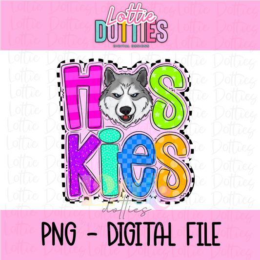 Huskies - PNG - Huskies sublimation design - Digital Download - Neon Mascot