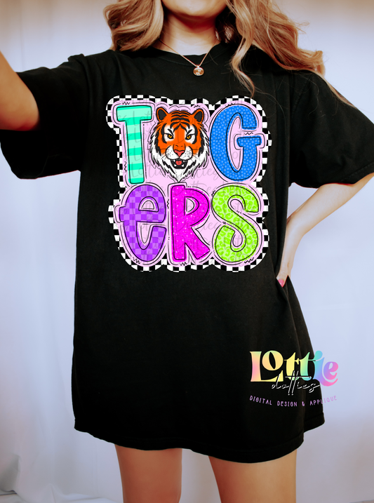 Tigers PNG - Tigers sublimation design - Digital Download - Neon Mascot