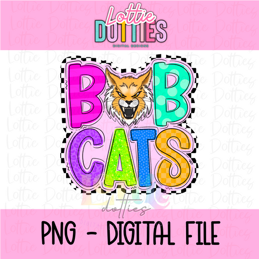 Bobcats PNG - Bobcats sublimation design -  Digital Download - Neon Mascot