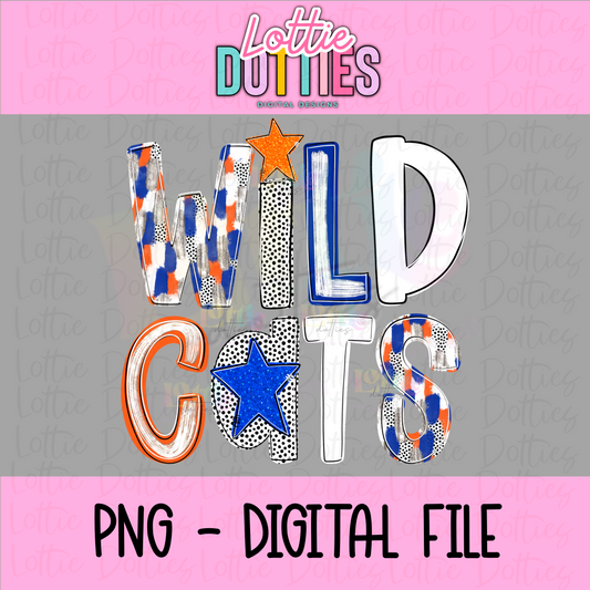 Wildcats  PNG - Wildcats poppy  -  Sublimation Design - Digital Download - Orange and Blue