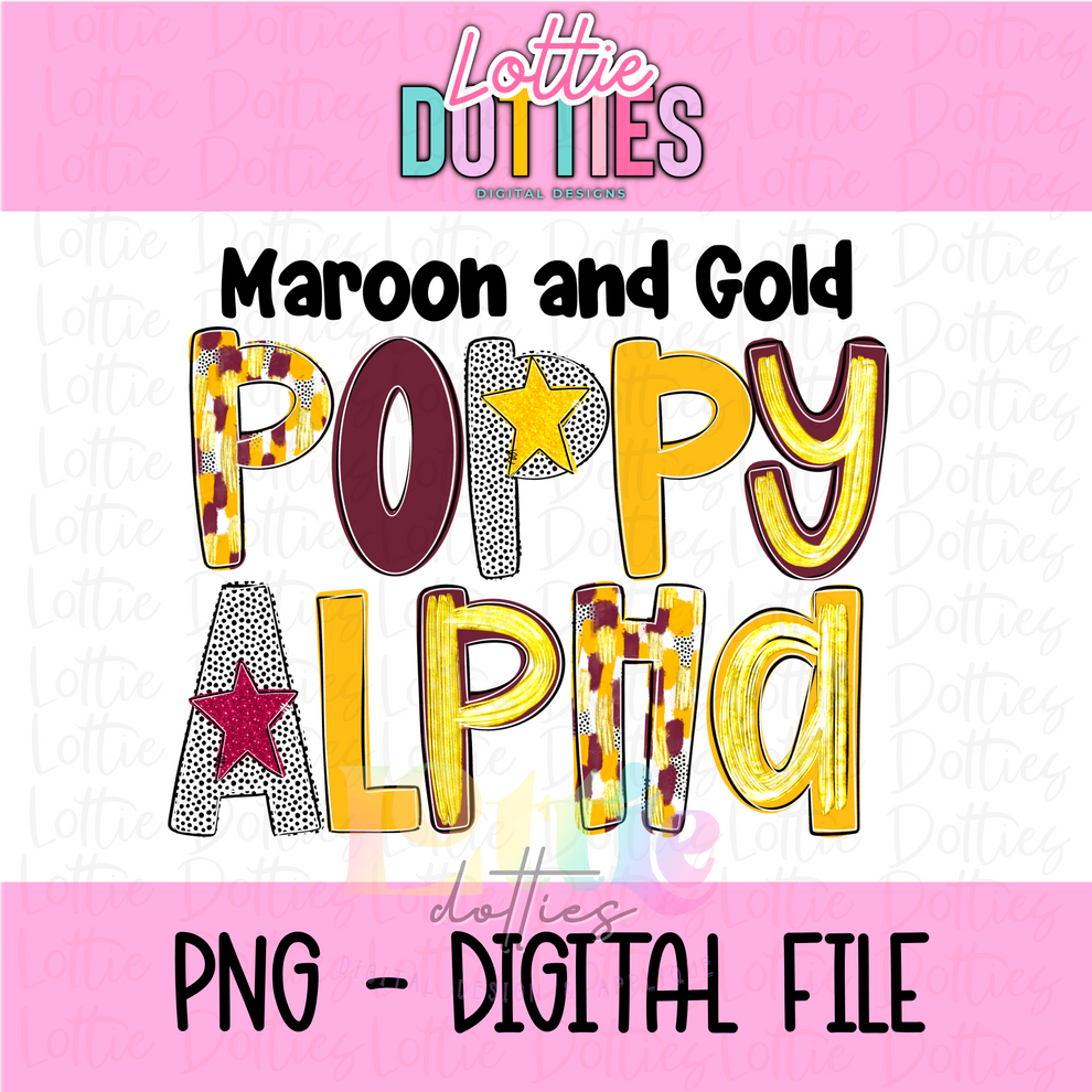 School Spirit Poppy Alpha - Maroon and Gold - Hand Lettered Alphabet ...