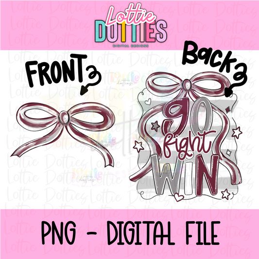 Go Fight Win PNG - Maroon & Gray School Spirit - Sublimation - Digital Download